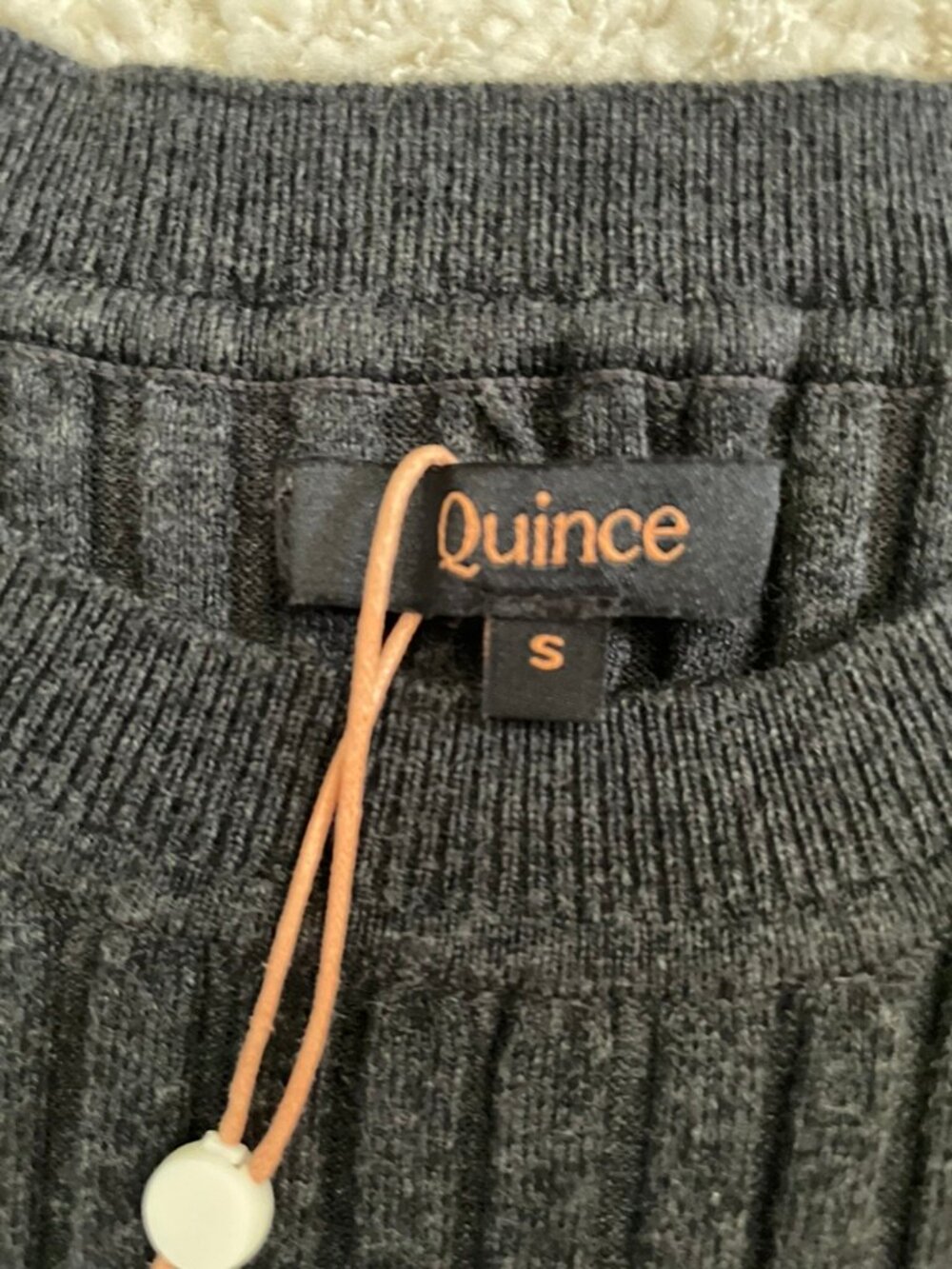 Quince Cotton Cashmere Ribbed Long Sleeve Crew Midi Dress NWT Size S Charcoal - Picture 8 of 15